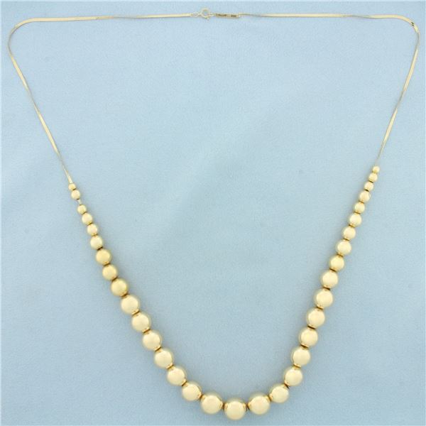Graduated Ball Bead Necklace in 14k Yellow Gold