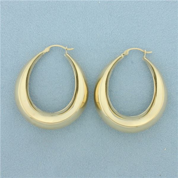 Puffy Crescent Hoop Earrings in 10k Yellow Gold