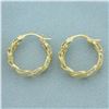 Image 2 : Diamond Cut Hoop Earrings in 14k Yellow Gold