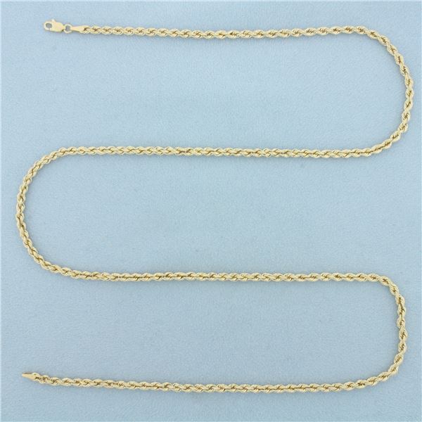 25 Inch Rope Link Chain Necklace in 10k Yellow Gold