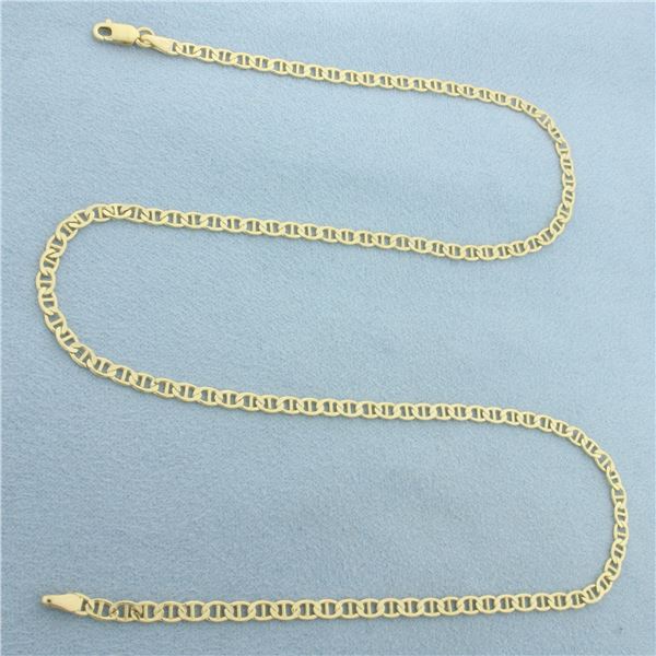 18 Inch Italian Anchor Mariner Link Chain Necklace in 10k Yellow Gold