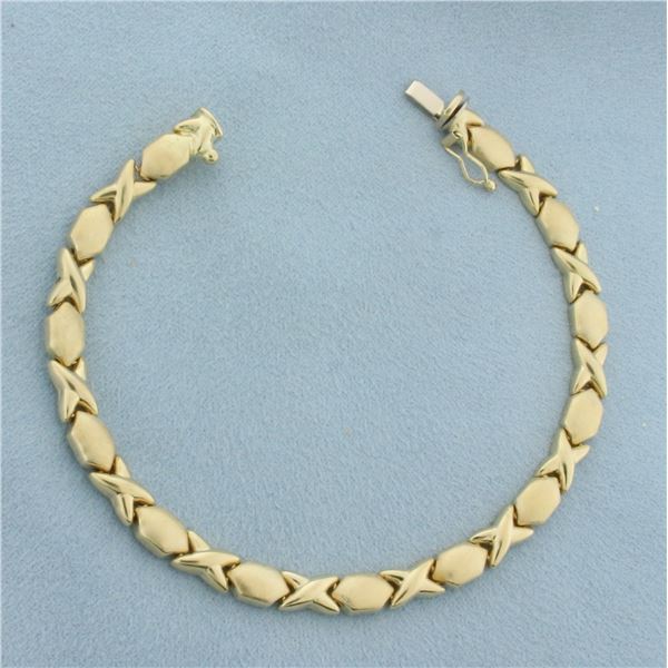 Italian XO Hugs Kisses Bracelet in 14k Yellow Gold