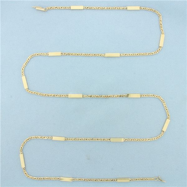32 Inch Bar and Link Chain Necklace in 14k Yellow Gold