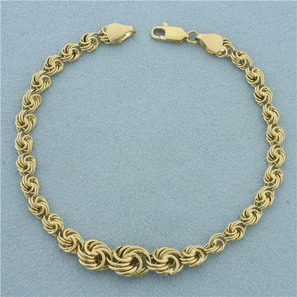 Italian Graduated Swirl Link Bracelet in 14k Yellow Gold