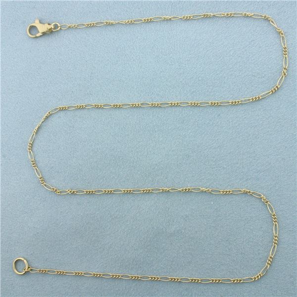 19 Inch Figaro Link Chain Necklace in 14k Yellow Gold