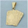 Image 1 : Four Aces Playing Cards Poker Pendant in 14k Yellow Gold