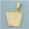 Image 2 : Four Aces Playing Cards Poker Pendant in 14k Yellow Gold