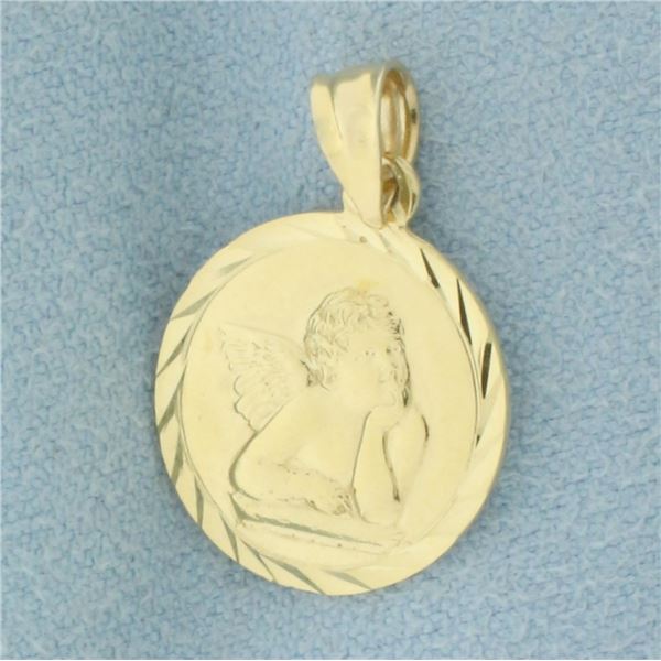 Childs Guardian Angel Pendant in 14k Yellow Gold