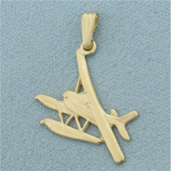 Seaplane Pendant in 14k Yellow Gold