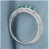 Image 3 : Emerald and Diamond Ring in 14k White Gold