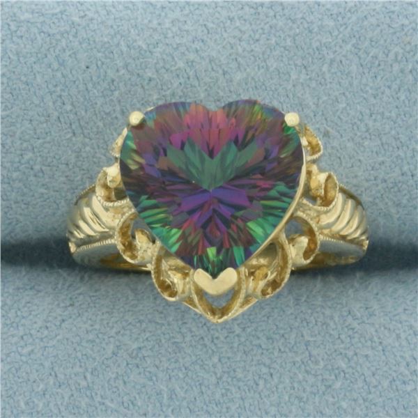 Heart Mystic Topaz Ring in 10k Yellow Gold