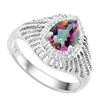 Image 2 : Over 1CT Mystic Topaz and Diamond Filigree Ring in Sterling Silver