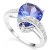 Image 1 : Large 3D Lab Tanzanite & Diamond Ring in Sterling Silver