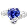 Image 2 : Large 3D Lab Tanzanite & Diamond Ring in Sterling Silver