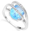 Image 1 : 3D Blue Topaz & Diamond Statement Ring in Sterling Silver