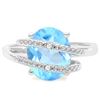 Image 2 : 3D Blue Topaz & Diamond Statement Ring in Sterling Silver