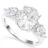 Image 1 : 3-Stone White Topaz with Diamond Accent Ring In Sterling Silver