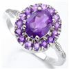 Image 1 : Amethyst Halo Ring in Sterling Silver