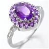 Image 2 : Amethyst Halo Ring in Sterling Silver
