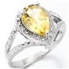 Image 2 : Pear Cut Citrine and Diamond Halo Ring in Sterling Silver