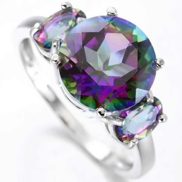 Mystic Topaz 3-Stone Ring in Sterling Silver