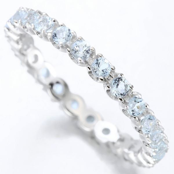 Sky Blue Topaz Eternity Stacking Band Ring in Sterling Silver