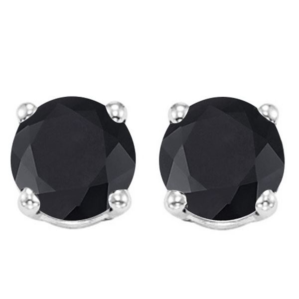 6MM Round Midnight Sapphire Earrings in Sterling Silver