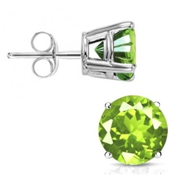 6MM Round Peridot Earrings in Sterling Silver