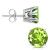 Image 1 : 6MM Round Peridot Earrings in Sterling Silver