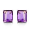 Image 1 : 6x8 Emerald Cut Amethyst Earrings in Sterling Silver