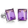 Image 2 : 6x8 Emerald Cut Amethyst Earrings in Sterling Silver