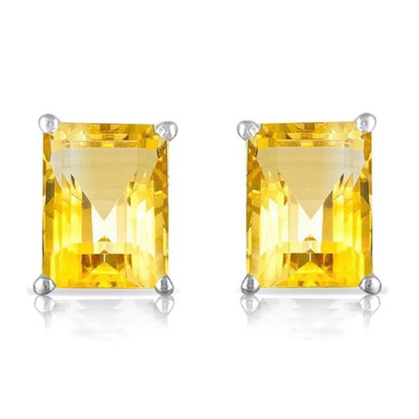 6x8 Emerald Cut Citrine Earrings in Sterling Silver