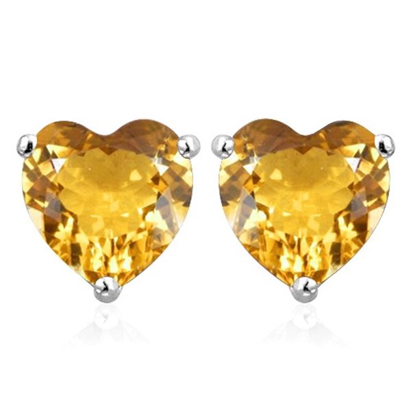 8MM Heart Citrine Earrings in Sterling Silver