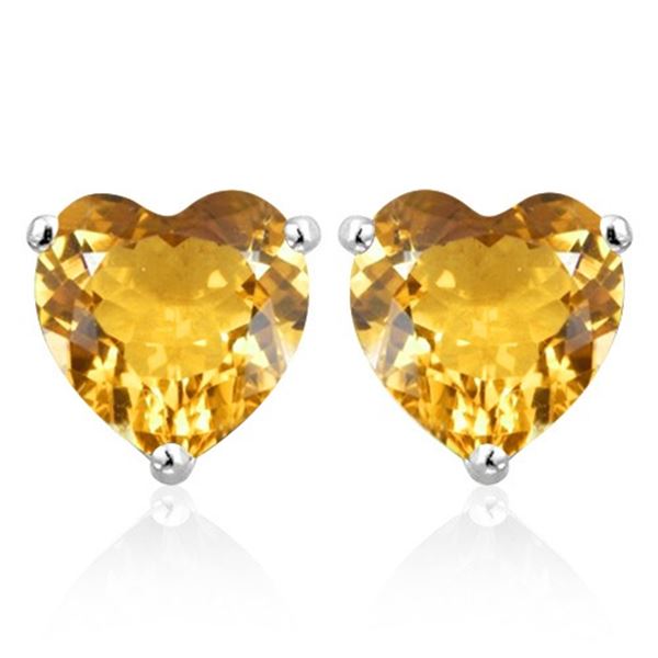 5MM Heart Citrine Earrings in Sterling Silver