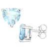 Image 2 : 5MM Heart Aquamarine Earrings in Sterling Silver