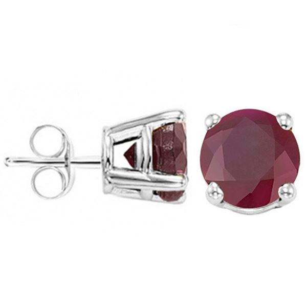 6MM Round Ruby Earrings in Sterling Silver