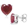 Image 1 : 5MM Heart Ruby Earrings in Sterling Silver