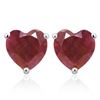 Image 2 : 5MM Heart Ruby Earrings in Sterling Silver