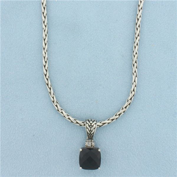 Vintage Effy Garnet Pendant on Chain in Sterling Silver
