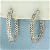 Image 1 : Diamond Inside Out Hoop Earrings in 10K White Gold