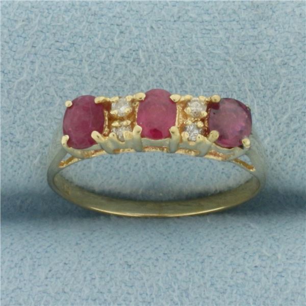 Ruby and Diamond Ring in 14K Yellow Gold
