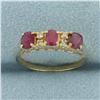 Image 1 : Ruby and Diamond Ring in 14K Yellow Gold