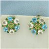 Image 1 : Rainbow Color Topaz Earrings in 10K Yellow Gold
