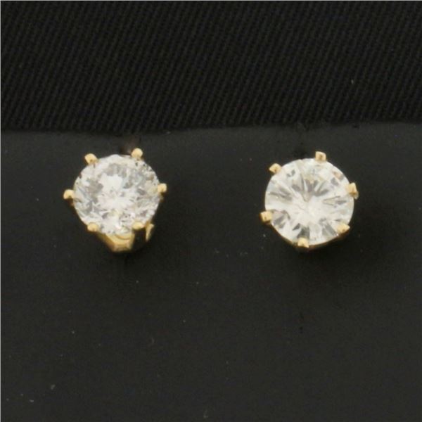 1ct Diamond Stud Earrings Screw Back in 14K Yellow Gold