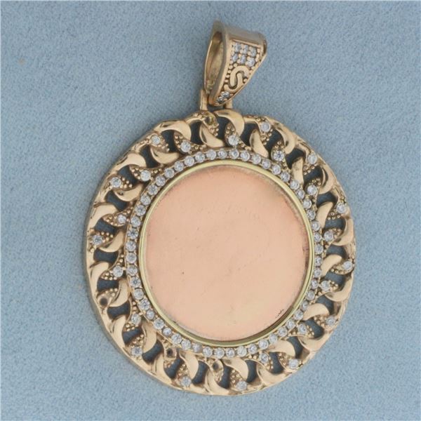 Italian Large Medallion Engravable Pendant in 14K Yellow Gold