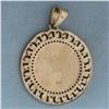 Image 2 : Italian Large Medallion Engravable Pendant in 14K Yellow Gold