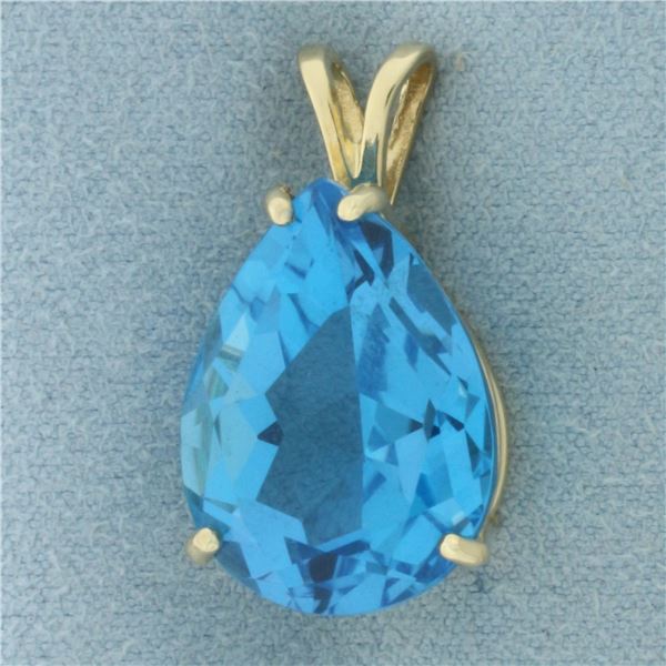 Swiss Blue Topaz Pear Pendant in 14K Yellow Gold