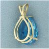 Image 2 : Swiss Blue Topaz Pear Pendant in 14K Yellow Gold