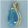 Image 3 : Swiss Blue Topaz Pear Pendant in 14K Yellow Gold