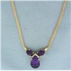 Image 1 : Amethyst and Diamond Necklace in 14K Yellow Gold